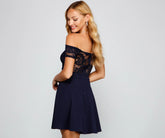 Lace And Luxe Off The Shoulder Mini Dress